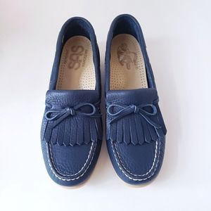 SAS Hand-sewn Blue Leather Loafers